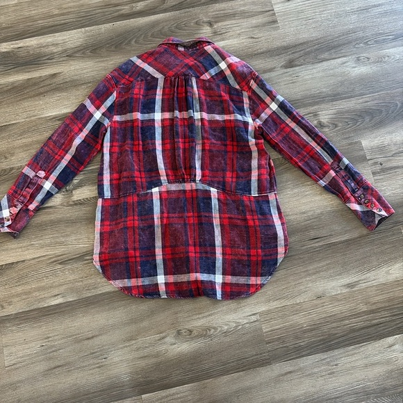 Womens Free People Easy Street Plaid Relaxed Button Down Size M Medium Top Shirt - Picture 7 of 11